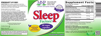 Photo of the MNP Michael's Naturopathic Programs Sleep Factors label