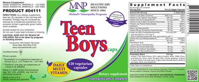 Photo of the MNP Michael's Naturopathic Programs Teen Boys Caps Daily Multi Vitamin label