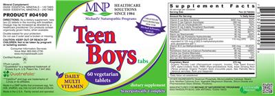 Photo of the Michael's Naturopathic Programs Teen Boys Tabs Daily Multi Vitamin label