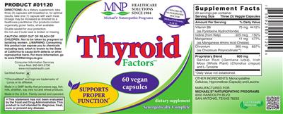 Photo of the MNP Michael's Naturopathic Programs Thyroid Factors label