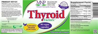 Photo of the MNP Michael's Naturopathic Programs Thyroid Factors label