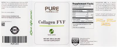 Photo of the PureFormulas Collagen FVF label