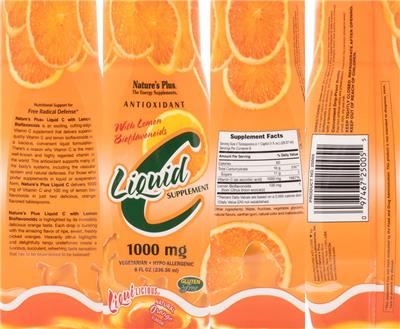 Photo of the Nature's Plus Liquid C 1000 mg Natural Orange Flavor label