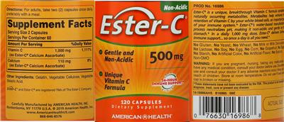 Photo of the American Health Ester-C 500 mg label