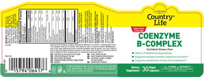 Photo of the Country Life Coenzyme B-Complex Caps label