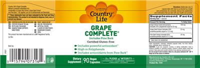 Photo of the Country Life Grape Complete Includes Pine Bark label