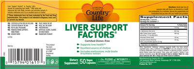 Photo of the Country Life Liver Support Factors label