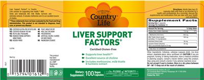 Photo of the Country Life Liver Support Factors label