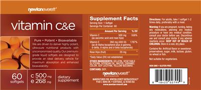 Photo of the NewtonEverett Vitamin C 500 mg & E 268 mg label