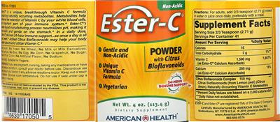 Photo of the American Health Ester-C Powder with Citrus Bioflavonoids label