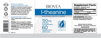 Photo of the BIOVEA L-Theanine 150 mg label