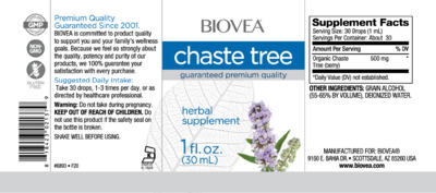 Photo of the BIOVEA Chaste Tree label