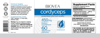 Photo of the BIOVEA Cordyceps label