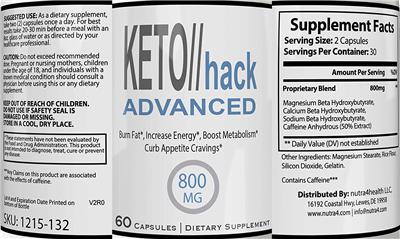 Photo of the nutra4health Keto//Hack Advanced label