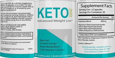 Photo of the nutra4health Keto One label