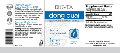 Photo of the BIOVEA Dong Quai label