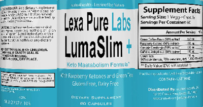Photo of the nutra4health Lexa Pure Labs LumaSlim+ label