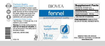 Photo of the BIOVEA Fennel label