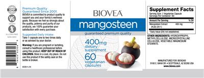 Photo of the BIOVEA Mangosteen 400 mg label