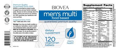 Photo of the BIOVEA Men's Multi Food Based label