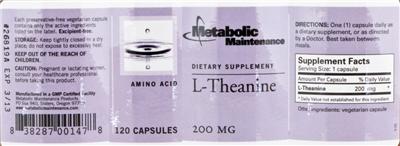 Photo of the Metabolic Maintenance L-Theanine label