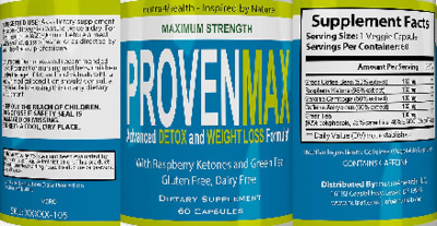 Photo of the nutra4health Proven Max label