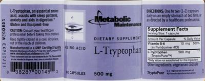 Photo of the Metabolic Maintenance L-Tryptophan label