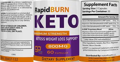 Photo of the nutra4health Rapid Burn Keto label