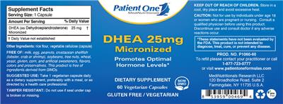 Photo of the Patient One MediNutritionals DHEA 25 mg Micronized label