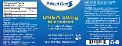 Photo of the Patient One MediNutritionals DHEA 50 mg Micronized label