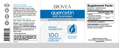 Photo of the BIOVEA Quercetin with Bromelain label