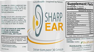 Photo of the nutra4health Sharp Ear label