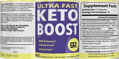 Photo of the nutra4health Ultra Fast Keto Boost label