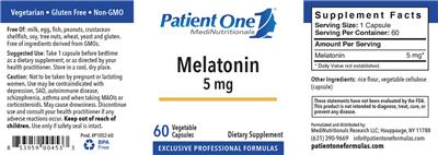 Photo of the Patient One 1 MediNutritionals Melatonin 5 mg label