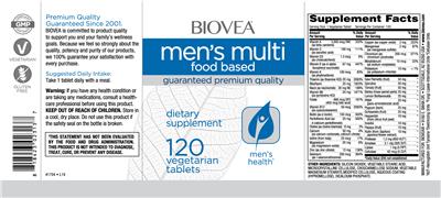 Photo of the BIOVEA Men's Multi Food Based label