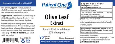 Photo of the Patient One MediNutritionals Olive Leaf Extract label