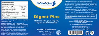 Photo of the Patient One 1 MediNutritionals Digest-Plex label