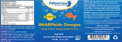 Photo of the Patient One MediNutritionals SHARPkids Omegas Fresh Lemon Flavor label