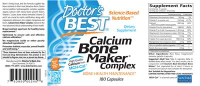 Photo of the Doctor's Best Calcium Bone Maker Complex label