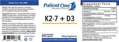 Photo of the Patient One 1 MediNutritionals K2-7 + D3 label