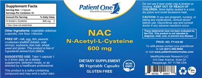 Photo of the Patient One 1 MediNutritionals NAC 600 MG label