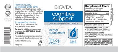 Photo of the BIOVEA Cognitive Support label