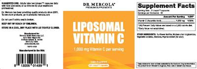 Photo of the Dr. Mercola Premium Supplements Liposomal Vitamin C label