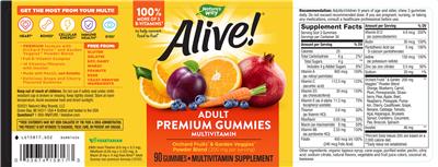 Photo of the Nature's Way Alive! Adult Premium Gummies label