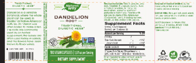 Photo of the Nature's Way Dandelion Root label