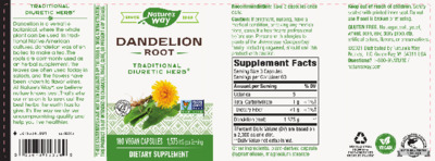 Photo of the Nature's Way Dandelion Root label