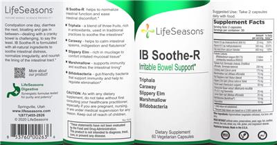 Photo of the LifeSeasons IB Soothe-R label