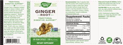 Photo of the Nature's Way Ginger Root 1100 mg label