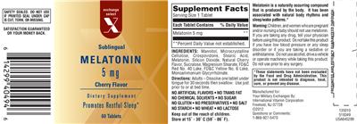 Photo of the Exchange Select X Sublingual Melatonin 5 mg Cherry Flavor label
