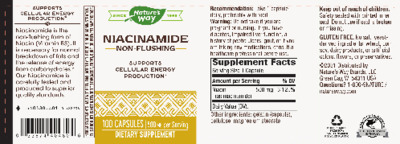 Photo of the Nature's Way Niacinamide 500 mg label